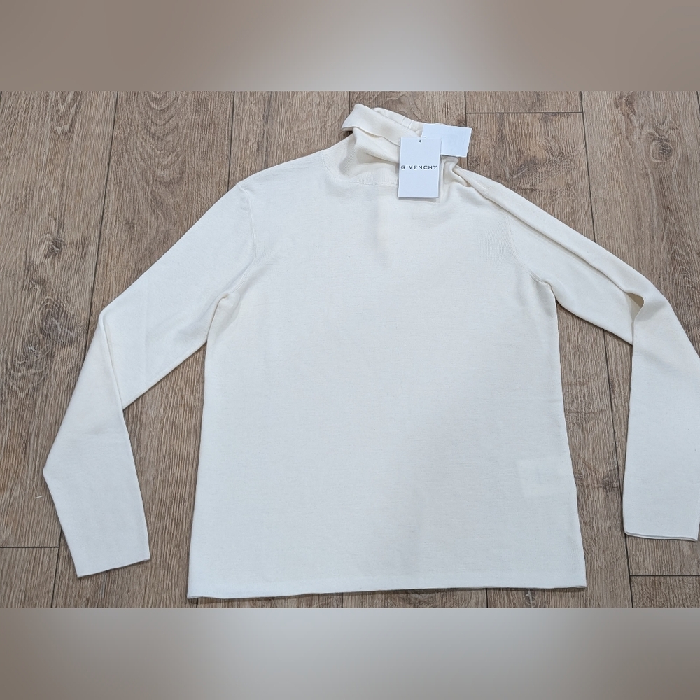 $1700 Mens GIVENCHY Wool/Silk/Cashmere Turtleneck Sweater Natural Large